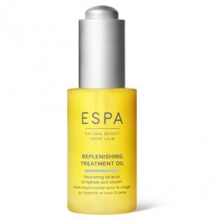 shows a bottle of ESPA Replenishing Face Treatment oil