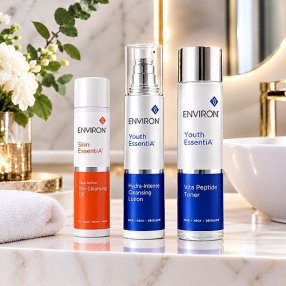 Shows Environ Double Cleanse & Tone Set, which includes a free pre-cleansing oil